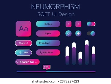 Diseño de IU Neumorphic Soft 3D. Botones 3D.