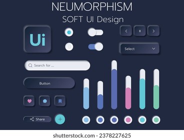 Diseño de IU Neumorphic Soft 3D. Botones 3D.