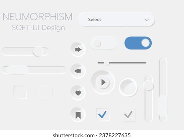 3D Neumorphic Soft UI Design. 3D Bottons.