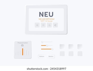 3D Neumorphic Soft UI Design. 3D Bottons.