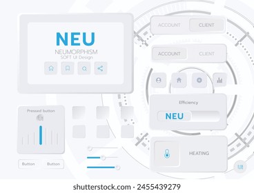 3D Neumorphic Soft UI Design. 3D Bottons.