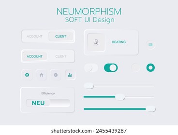 Diseño de UI suave neumórfico 3D. Botones 3D.