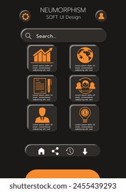 3D Neumorphic Soft UI Design. 3D Bottons.