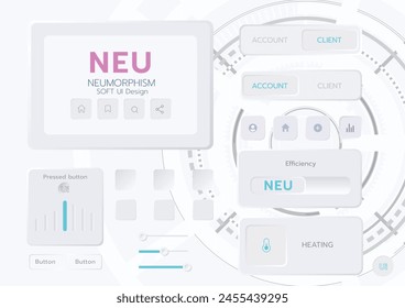 3D Neumorphic Soft UI Design. 3D Bottons.