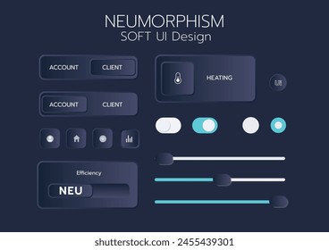 3D Neumorphic Soft UI Design. 3D Bottons.