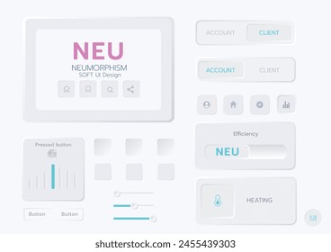 3D Neumorphic Soft UI Design. 3D Bottons.
