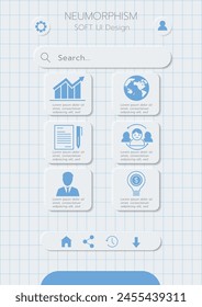 3D Neumorphic Soft UI Design. 3D Bottons.
