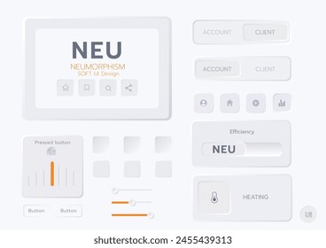 3D Neumorphic Soft UI Design. 3D Bottons.