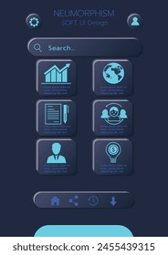3D Neumorphic Soft UI Design. 3D Bottons.