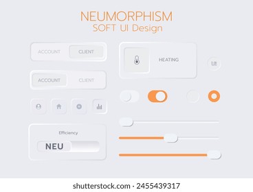 Diseño de UI suave neumórfico 3D. Botones 3D.