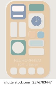 3D Neumorphic Soft UI Design. 3D Bottons.