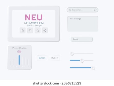 3D Neumorphic Soft UI Design. 3D Bottons.