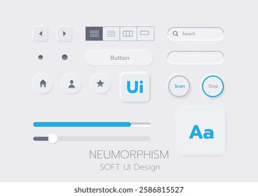 3D Neumorphic Soft UI Design. 3D Bottons.