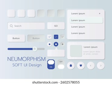 3D Neumorphic Soft UI Design. 3D Bottons.