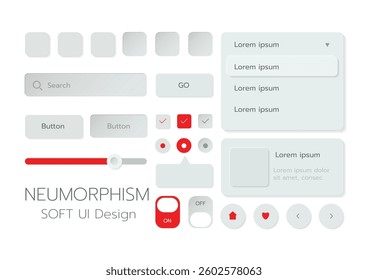 3D Neumorphic Soft UI Design. 3D Bottons.