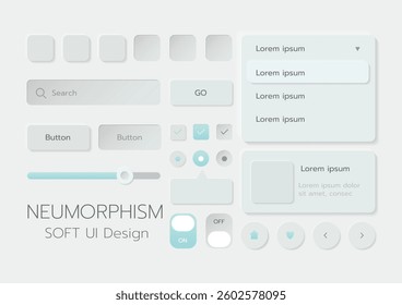 3D Neumorphic Soft UI Design. 3D Bottons.