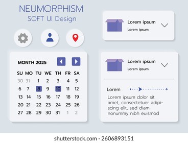 3D Neumorphic Soft UI Design. 3D Bottons.