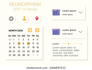 3D Neumorphic Soft UI Design. 3D Bottons.