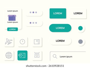 3D Neumorphic Soft UI Design. 3D Bottons.