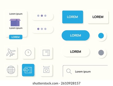 3D Neumorphic Soft UI Design. 3D Bottons.