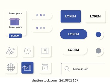3D Neumorphic Soft UI Design. 3D Bottons.