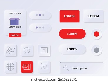 3D Neumorphic Soft UI Design. 3D Bottons.
