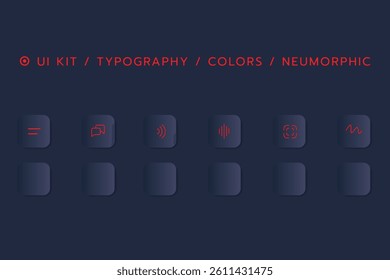 3D Neumorphic Soft UI Design. 3D Bottons.