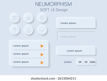 3D Neumorphic Soft UI Design. 3D Bottons.