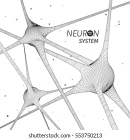 3D neuron system model. Vector graphic design element for science publication.