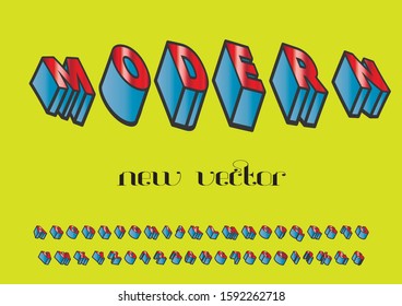3d new font Vector of stylized retro font and alphabet typeface design