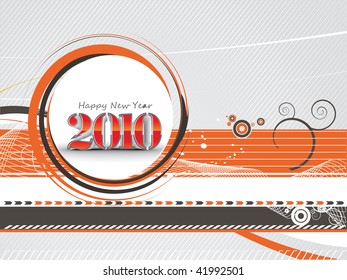 3d new year 2010 in abstractwve line background. Vector illustration