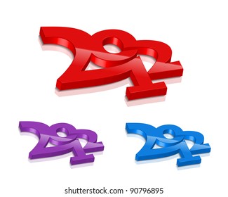 3d new year 2012 design element. Vector illustration
