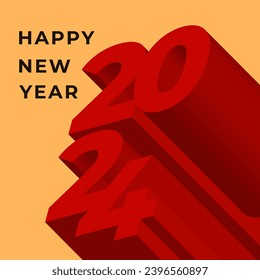 3D NEW YEAR 2024 BANNER CELEBRATION ABSTRACT BACKGROUND MODERN DESIGN. NEW YEAR GREETINGS AND INVITATIONS SIMPLE VECTOR