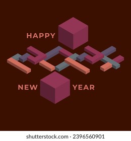 3D NEW YEAR 2024 BANNER CELEBRATION ABSTRACT BACKGROUND MODERN DESIGN. NEW YEAR GREETINGS AND INVITATIONS SIMPLE VECTOR
