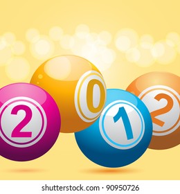 3D new year bingo balls on an orange background