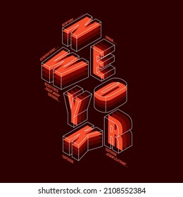 3d New York Typography  Geometrical Outline Layered Text Superior Urban Denim Clothing Original Typographic Poster T Shirt Print Graphic Design Vector