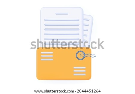 3d newsletter subscribe or electronic message. Letter with open envelope and online notification. Registration, subscription or membership of users. Business page information form by email. Vector