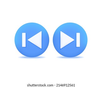 3d next and previous realistic icon vector concept. Trendy modern design illustration isolated