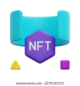 3d nft icon vector. Isolated on white background. 3d metaverse, digital technology, virtual reality concept. Cartoon minimal style. 3d blockchain icon vector render illustration.