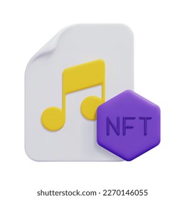 3d nft del vector de icono de música. Aislado sobre fondo blanco. 3d concepto de tecnología de token y blockchain no fungible. Dibujo de estilo mínimo. Ilustración vectorial de icono de 3d blockchain.