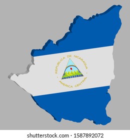 3D Nicaragua Map Flag Vector illustration Eps 10