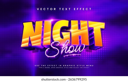 3d Night Show Editable Vector Text Effect. Elegant Light Theme.