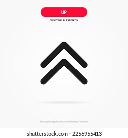 3d north pointing arrow, arrows up, swipe up, upload, upgrade, speed up, level up icon, symbol, sign, emblem, push button for UI UX website mobile app.