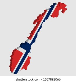 3D Norway Map Flag Vector illustration Eps 10