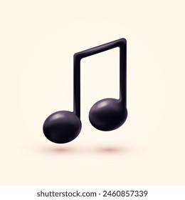 3D note symbol. Audio and sound icon