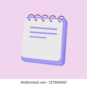 3D notebook for notes vector