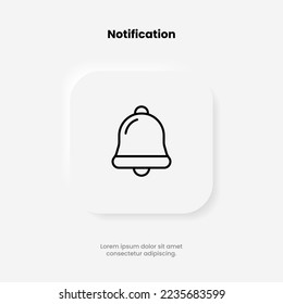 3d notification bell alarm icon. Alarm symbol. Ringing bells. Incoming inbox message. Alarm clock and smartphone application alert. Social media element. New message symbol flat style. Stock vector.
