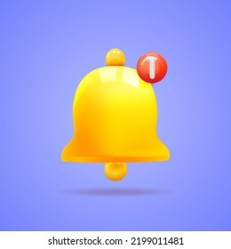 3D notification bell alert icon with color object floating around on pastel background. new alert 3d concept for social media element. 3d bell alert with notification isolated pastel background.