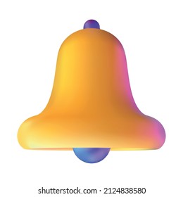 Icono de timbre de notificación 3d aislado en fondo blanco.