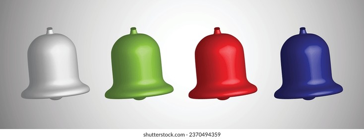 3d notification bell icon set isolated on a white background